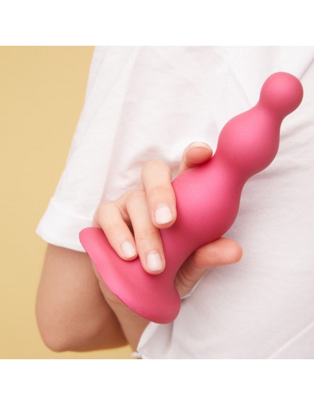 DILDO PLUG BEADS METALLIC RASPBERRY PINK - XL - Dilda silikonowe - 3