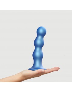 DILDO PLUG BALLS METALLIC BLUE - XL - Dilda silikonowe - 1 2