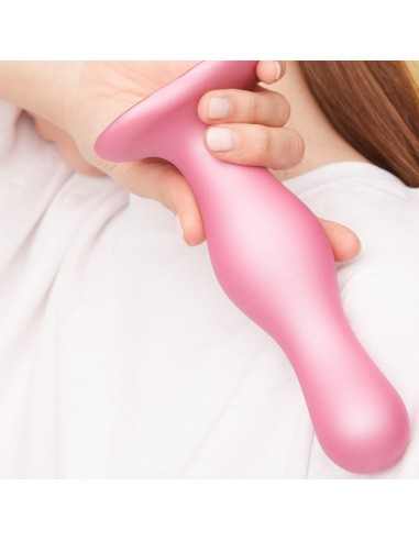 DILDO PLUG CURVY METALLIC SUGAR PINK- S - Dilda silikonowe - 3