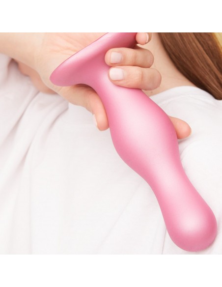 DILDO PLUG CURVY METALLIC SUGAR PINK- S - Dilda silikonowe - 3