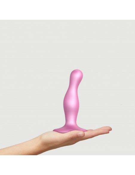 DILDO PLUG CURVY METALLIC SUGAR PINK- S - Dilda silikonowe - 6