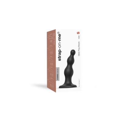 Dildo Plug Beads Black S - dildo z trzema koralikami o stopniowo rosnących średnicach 2,15-4,0 cm i długości całkowitej 14 cm - 1