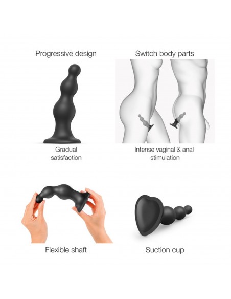 DILDO PLUG BEADS BLACK - S - Dilda silikonowe - 4