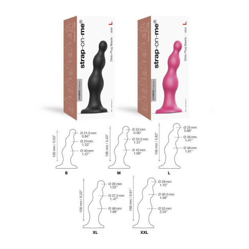 Dildo Plug Beads Black S - dildo z trzema koralikami o stopniowo rosnących średnicach 2,15-4,0 cm i długości całkowitej 14 cm - 5