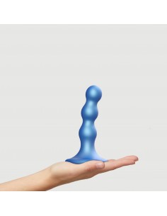 DILDO PLUG BALLS METALLIC BLUE - S - Dilda silikonowe - 1 2