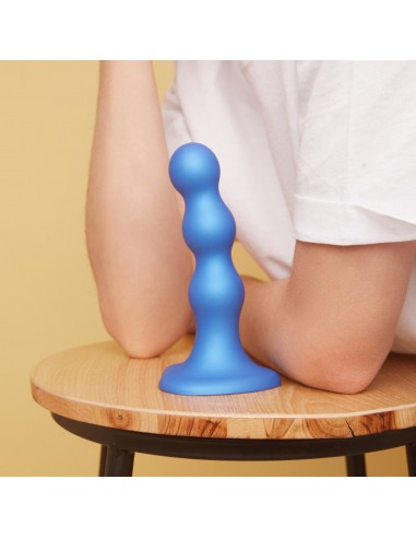 DILDO PLUG BALLS METALLIC BLUE - S - Dilda silikonowe - 5