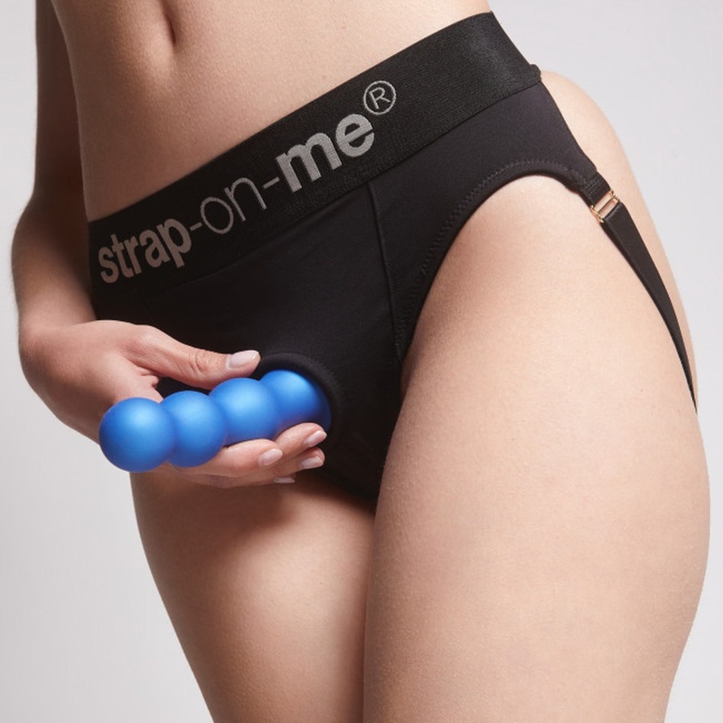 Dildo Plug Balls Metallic Blue S - potrójne kulki na elastycznym wale, silikon i przyssawka, rozmiar S - 6