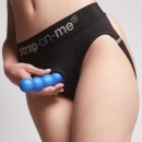 Dildo Plug Balls Metallic Blue S - potrójne kulki na elastycznym wale, silikon i przyssawka, rozmiar S - 6