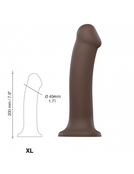 SEMI-REALISTIC DUAL DENSITY BENDABLE DILDO CHOCOLATE - XL - Dilda silikonowe - 3