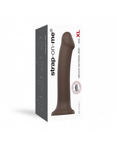 SEMI-REALISTIC DUAL DENSITY BENDABLE DILDO CHOCOLATE - XL - Dilda silikonowe - 5