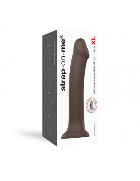 SEMI-REALISTIC DUAL DENSITY BENDABLE DILDO CHOCOLATE - XL - Dilda silikonowe - 5