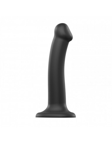 SEMI-REALISTIC DUAL DENSITY BENDABLE DILDO BLACK - M - Dilda silikonowe - 1
