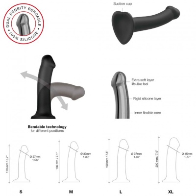Dildo Silikonowe Realistic Dual Density Bendable Dildo Black - M - 1 2