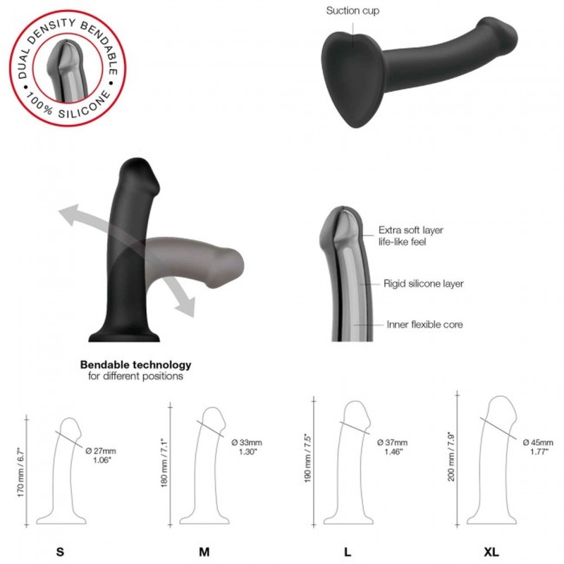 Dildo Silikonowe Realistic Dual Density Bendable Dildo Black - M - 2