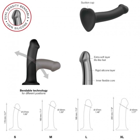 Dildo Silikonowe Realistic Dual Density Bendable Dildo Black - M - 2