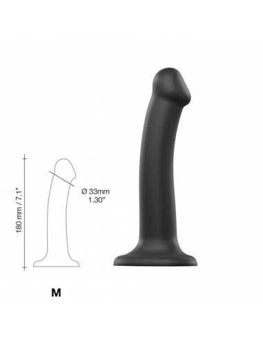 SEMI-REALISTIC DUAL DENSITY BENDABLE DILDO BLACK - M - Dilda silikonowe - 3