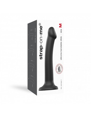 SEMI-REALISTIC DUAL DENSITY BENDABLE DILDO BLACK - M - Dilda silikonowe - 8