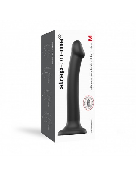 SEMI-REALISTIC DUAL DENSITY BENDABLE DILDO BLACK - M - Dilda silikonowe - 8