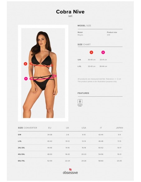 Cobra Nive komplet 2-częściowy czarny  S/M - Komplety bielizny erotycznej - 7