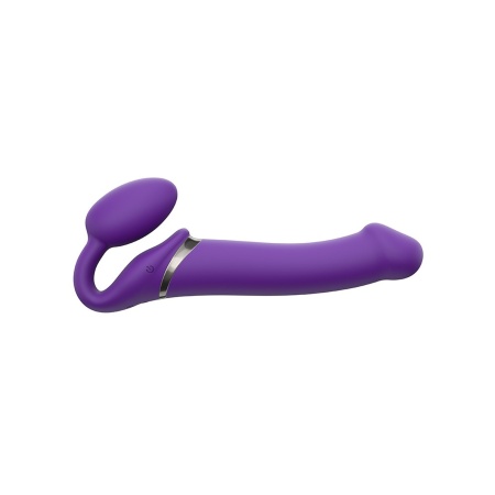 Wibrator Strap-On bez Uprzęży, Rozmiar L, Fioletowy - Silikon, 3 Silniki, Konstrukcja Elastyczna, 15,8 cm Długości Wkładalnej - 1