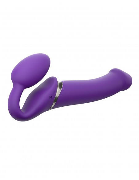 Vibrating Strap-On - L - Purple - Strap-ony, dilda na pasku z wibracją - 3