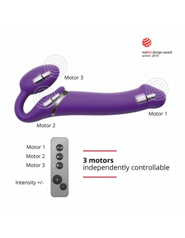 Vibrating Strap-On - L - Purple - Strap-ony, dilda na pasku z wibracją - 4