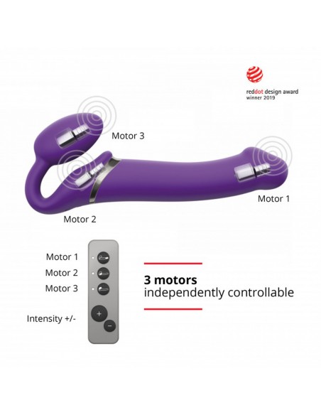 Vibrating Strap-On - L - Purple - Strap-ony, dilda na pasku z wibracją - 4