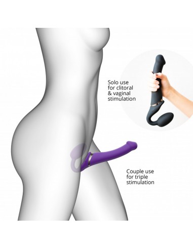 Vibrating Strap-On - L - Purple - Strap-ony, dilda na pasku z wibracją - 6