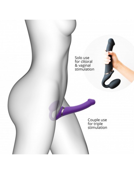 Vibrating Strap-On - L - Purple - Strap-ony, dilda na pasku z wibracją - 6