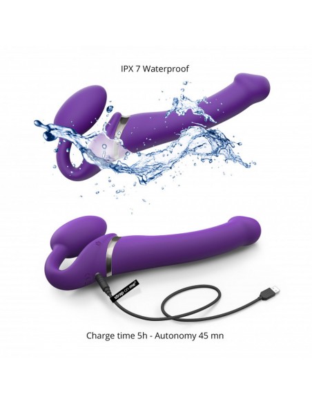 Vibrating Strap-On - L - Purple - Strap-ony, dilda na pasku z wibracją - 7