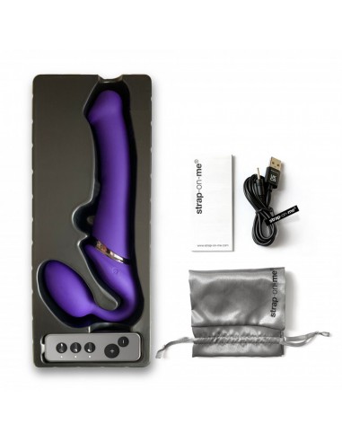 Vibrating Strap-On - L - Purple - Strap-ony, dilda na pasku z wibracją - 9