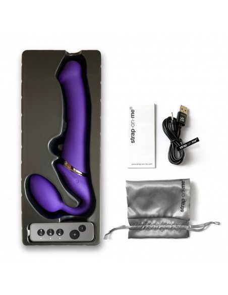Vibrating Strap-On - L - Purple - Strap-ony, dilda na pasku z wibracją - 9