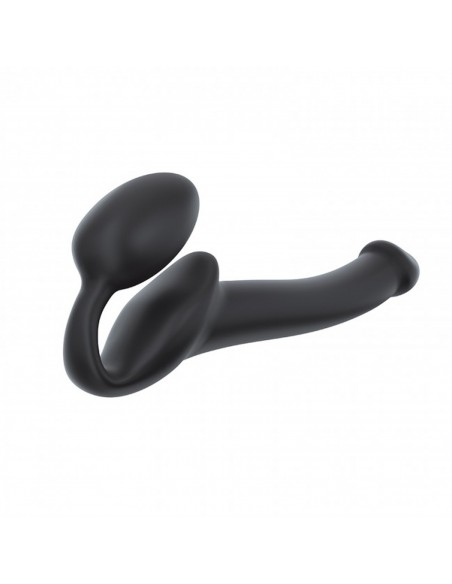 SEMI-REALISTIC BENDABLE STRAP-ON BLACK - S - Strap-ony, dilda na pasku bez wibracji - 1