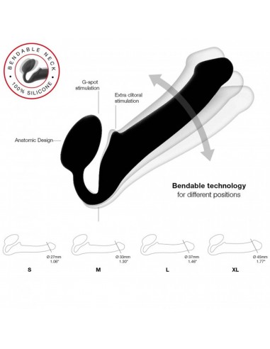 SEMI-REALISTIC BENDABLE STRAP-ON BLACK - S - Strap-ony, dilda na pasku bez wibracji - 3