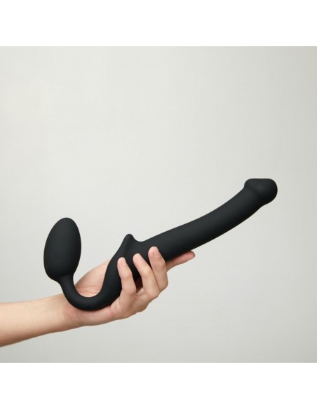 SEMI-REALISTIC BENDABLE STRAP-ON BLACK - S - Strap-ony, dilda na pasku bez wibracji - 7