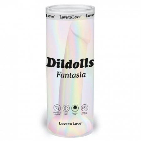 Dildo silikonowe Dildolls Fantasia z podstawą ssącą i efektem świecenia w ciemności - 17,6 cm - 1