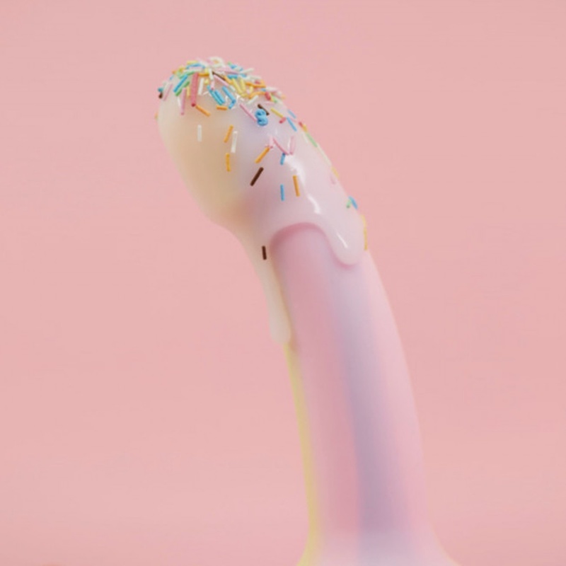 Dildo silikonowe Dildolls Fantasia z podstawą ssącą i efektem świecenia w ciemności - 17,6 cm - 4