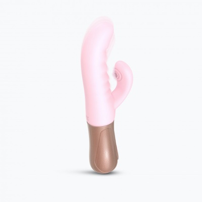 Wibrator króliczek SASSY BUNNY Baby Pink - podwójna stymulacja (thrusting + tapping), część insertyjna 10,5 cm x Ø 3,4 cm - 1