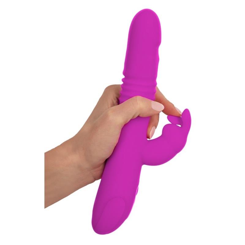 Wibrator królik Thrusting Pearl Rabbit z 2 silnikami, funkcją pchnięcia i rotującymi kulkami, 24,8–26 cm - 7