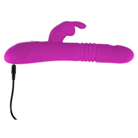 Wibrator królik Thrusting Pearl Rabbit z 2 silnikami, funkcją pchnięcia i rotującymi kulkami, 24,8–26 cm - 8