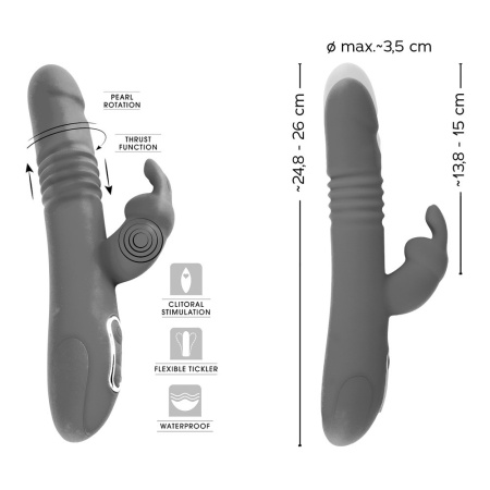 Wibrator królik Thrusting Pearl Rabbit z 2 silnikami, funkcją pchnięcia i rotującymi kulkami, 24,8–26 cm - 10