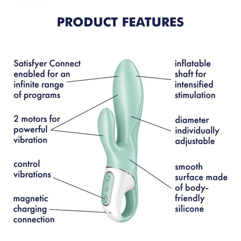 Wibrator Air Pump Bunny 5 Connect App - regulacja średnicy pompką, podwójna stymulacja, 25,6 cm - 6