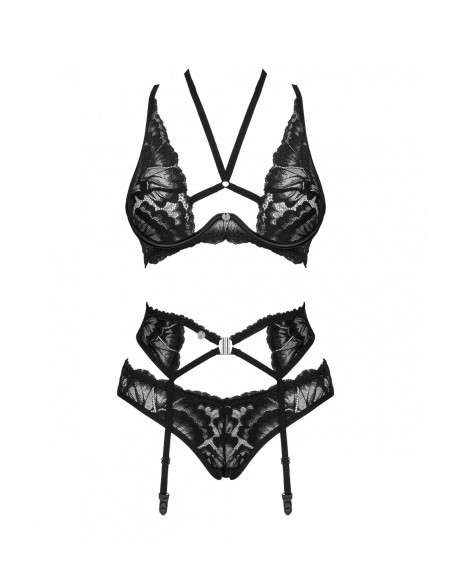Alessya komplet 3-częściowy czarny  XS/S - Komplety bielizny erotycznej - 5
