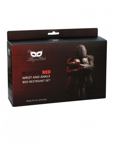 Red Wrist And Ankle Bed Restrain - Uprzęże BDSM - 1