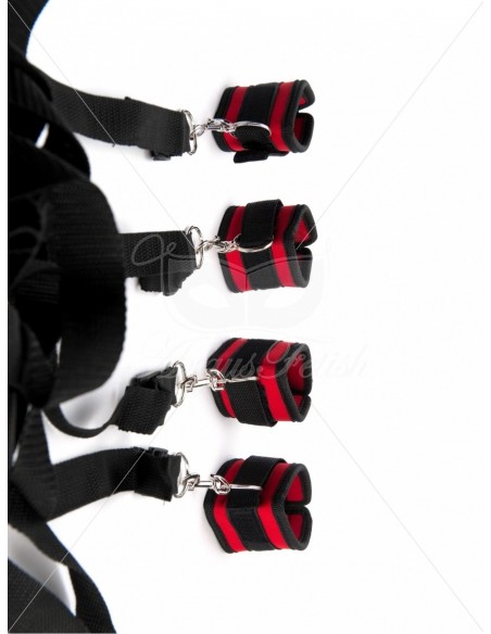 Red Wrist And Ankle Bed Restrain - Uprzęże BDSM - 3