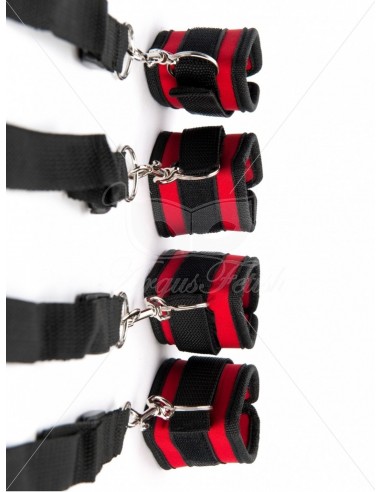 Red Wrist And Ankle Bed Restrain - Uprzęże BDSM - 4