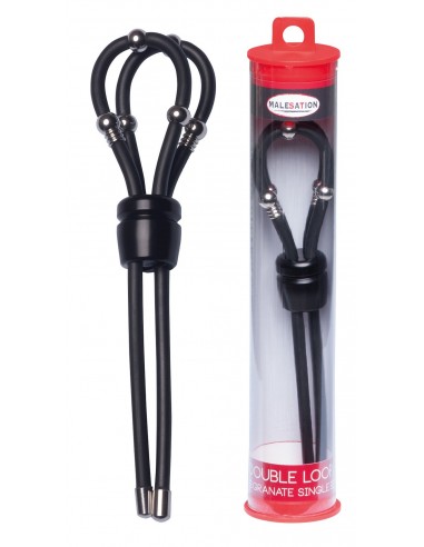 MALESATION Double Loop Granate Single schwarz - Pierścienie erekcyjne niewibrujące - 1