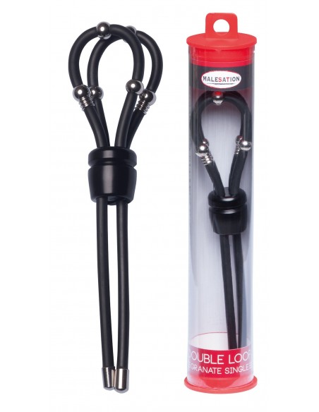 MALESATION Double Loop Granate Single schwarz - Pierścienie erekcyjne niewibrujące - 1