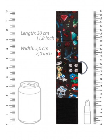 Printed Ankle Cuffs - Old School Tattoo Style - Black - Kajdanki erotyczne - 5