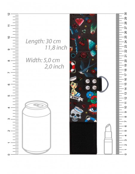 Printed Ankle Cuffs - Old School Tattoo Style - Black - Kajdanki erotyczne - 5